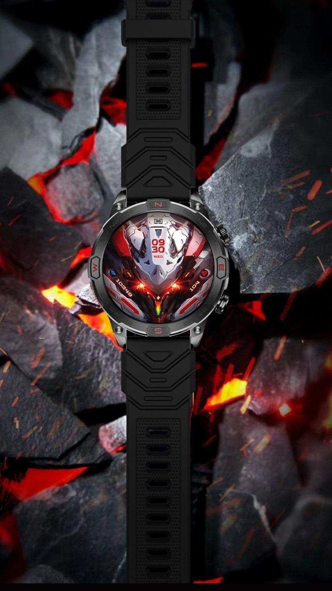 TUTT KC86 AMOLED Zinc Alloy Rugged Outdoor Smart Watch | Compass Barometer Altimeter 1 ATM Waterproof Emergency LED Flashlight | Sport Health Monitor Men Women Long 450 mAh Battery