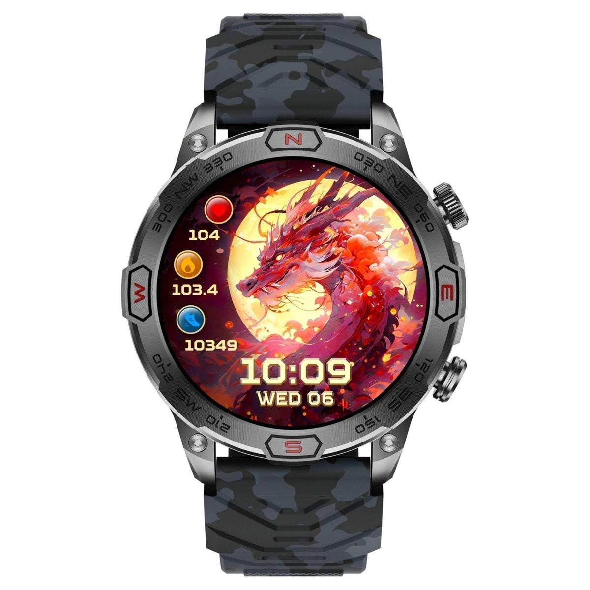 TUTT KC86 AMOLED Zinc Alloy Rugged Outdoor Smart Watch | Compass Barometer Altimeter 1 ATM Waterproof Emergency LED Flashlight | Sport Health Monitor Men Women Long 450 mAh Battery