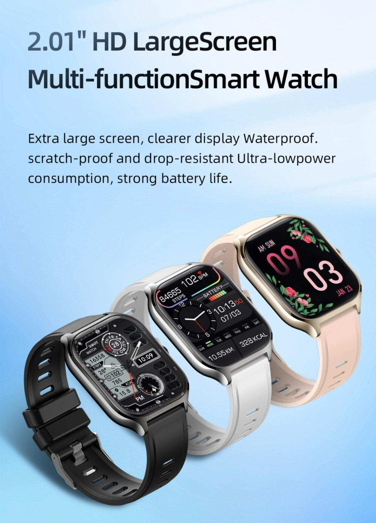 TUTT Smartwatch for Men and Women, 2.01” Dial, Waterproof, Bluetooth Calling, Blood Oxygen & Heart Rate Monitor  LX7