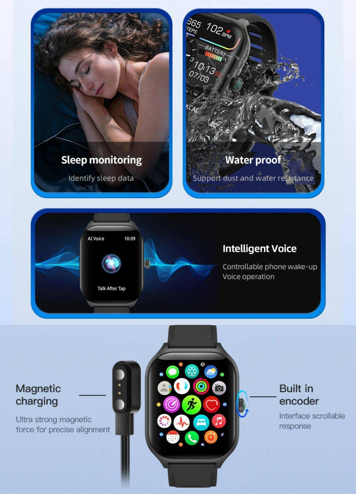 TUTT Smartwatch for Men and Women, 2.01” Dial, Waterproof, Bluetooth Calling, Blood Oxygen & Heart Rate Monitor  LX7