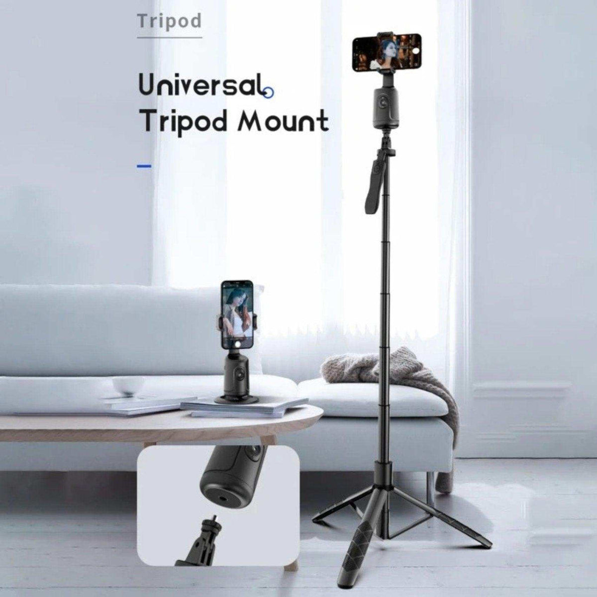 TUTT P1 Selfie Phone Holder Mount | Smart 360° Auto Face Tracking Gimbal Desktop Stabilizer Tripod | Adjustable Lens | No App, Gesture Control | Stable Base Smartphone Live Chat