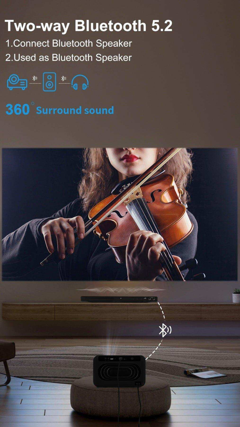 TUTT S24 Ultra Smart Home Theatre Cinematic Projector Auto Focus Keystone & APPs 4K | Android TV WiFi and Bluetooth, Netflix/YouTube Built-in Apps