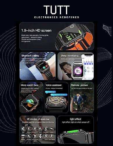 TUTT S8  Men Women Activity Fitness Tracker Pedometer SmartWatch NFC 1.9" HD Screen | AI Voice | IP67 Waterproof | Health and Sleep Monitoring | 128 Memory | Prestigious Gift Montre Intelligente