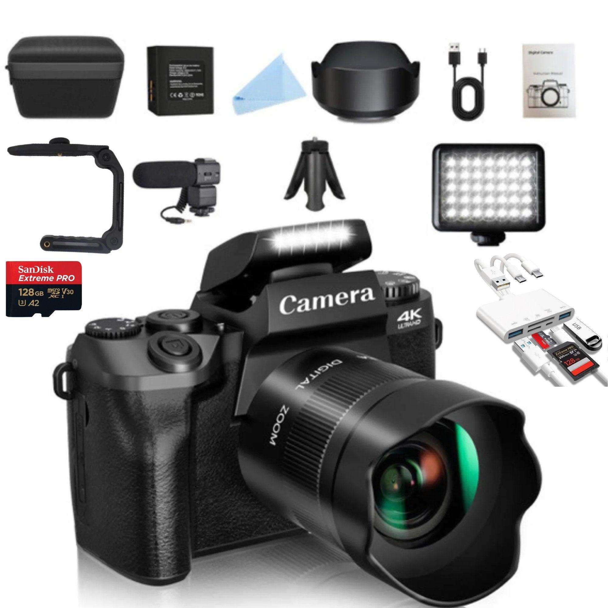 TUTT 64MP Digital Camera and Camcorder 4K/60fps Mirrorless | Dual Camera for Selfie Vlogging W5 | Premium Combo + 128GB SanDisk