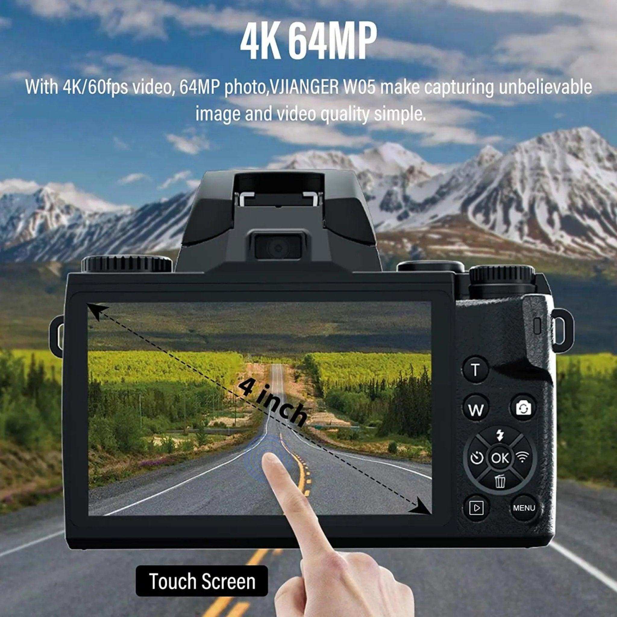 TUTT 64MP Digital Camera and Camcorder 4K/60fps Mirrorless | Dual Camera for Selfie Vlogging W5 | Premium Combo + 128GB SanDisk