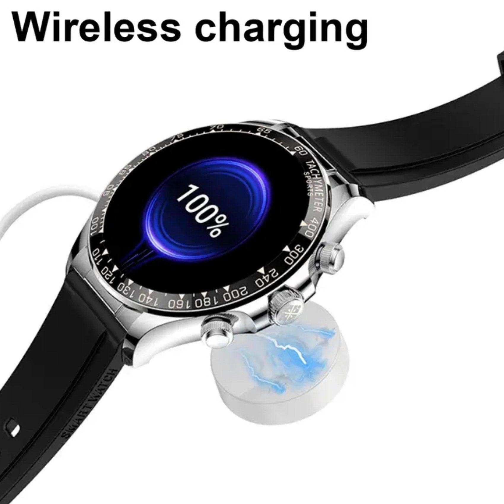 TUTT Classic Smartwatch for Men Metal Case | 1.55'' Large HD Screen IP67 Tactical Smart Watch with BT Call Pedometer  Straps (Leather Metal) X108