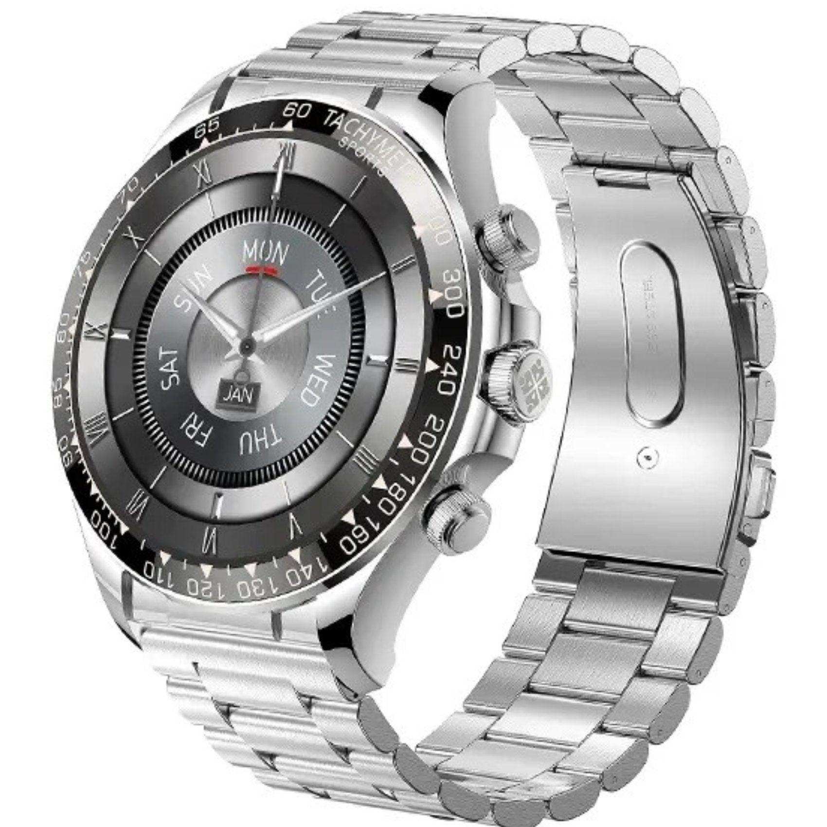TUTT Classic Smartwatch for Men Metal Case | 1.55'' Large HD Screen IP67 Tactical Smart Watch with BT Call Pedometer  Straps (Leather Metal) X108