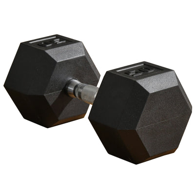 Soozier 50lbs Rubber Dumbbells: Hand Weight Barbell for Body Fitness Training at Home or Office, Black Finish 