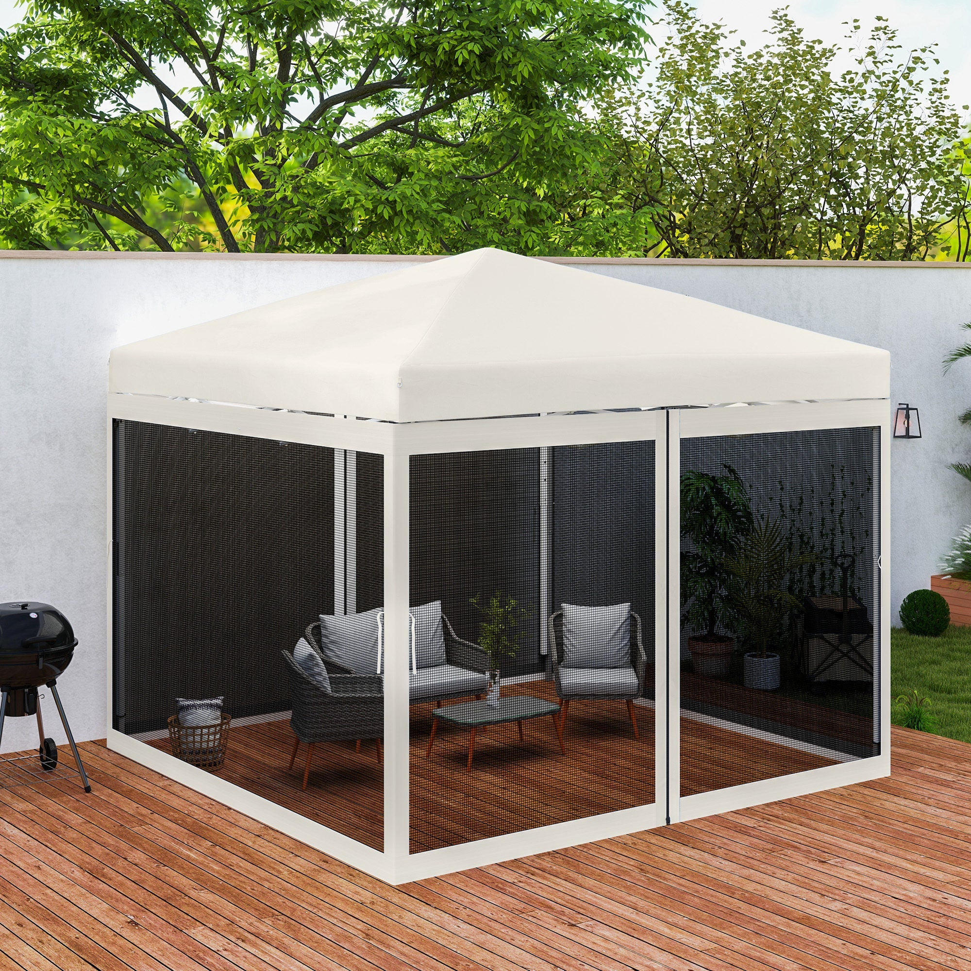 Outsunny Gazebo Mosquito Netting, Replacement Mosquito Netting with Zippers for 10' x 10' Pop-Up Canopy Tent (Mosquito Net Only) 