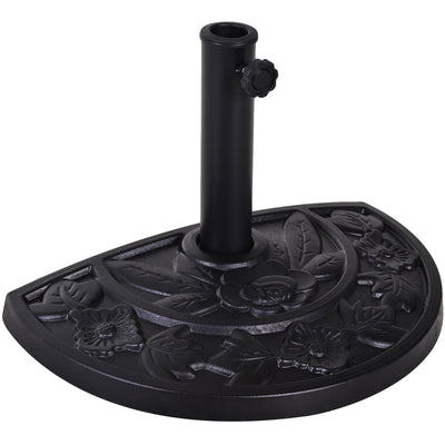 Outsunny 20" Half Round Patio Umbrella Base: Decorative Resin Stand Holder, Outdoor, Black 