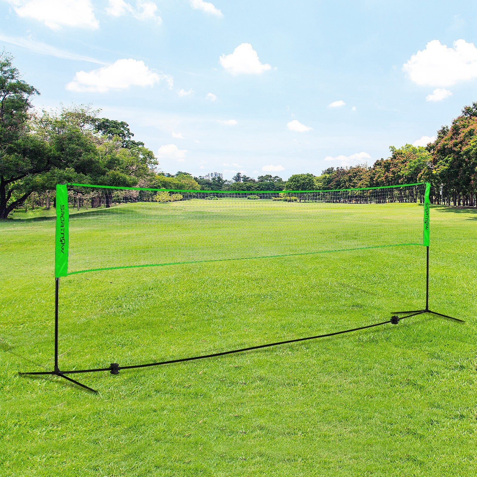 Soozier Portable Badminton Set, Pickleball Volleyball Net with 3 Shuttlecocks, 4 Rackets, for Indoor Outdoor, Beach, Backyard 