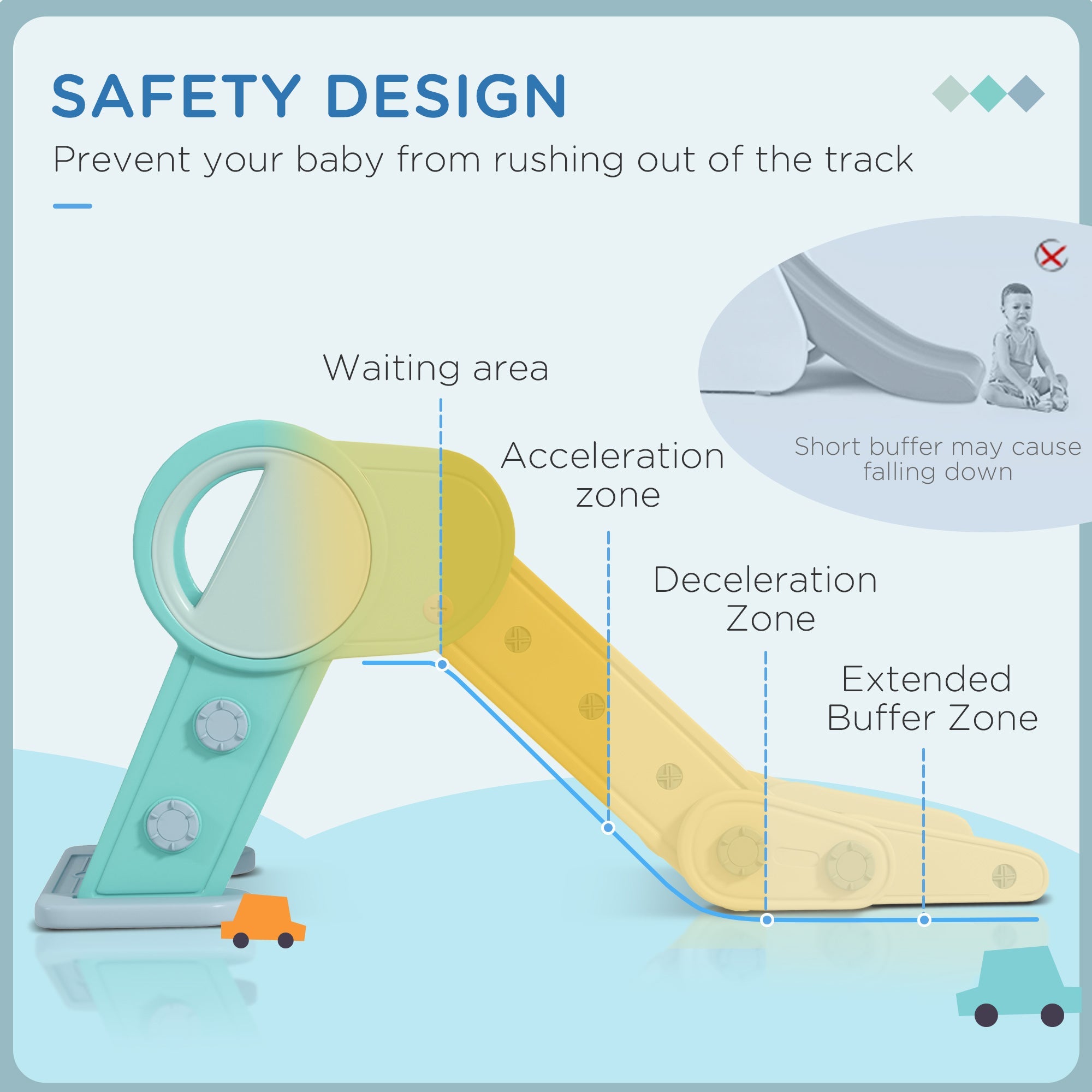 Qaba Foldable Toddler Slide Indoor Playset for Boys Girls Ages 1.5-3 Years Durable Safe Green 
