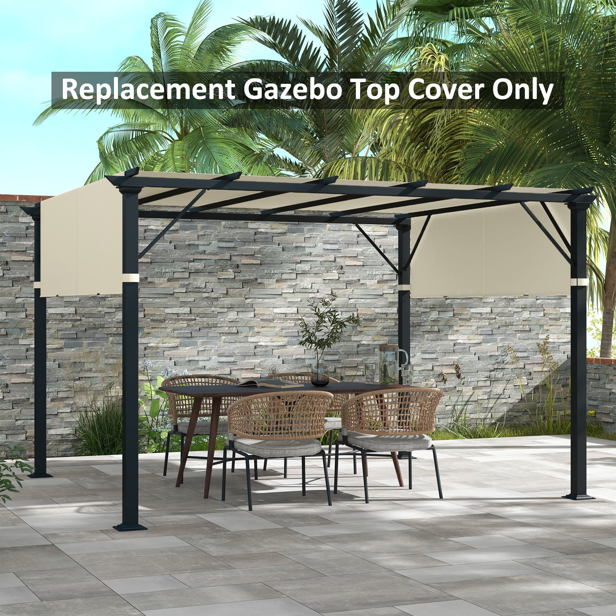 Outsunny 2 Pcs UV Protection Pergola Replacement Canopy, Pergola Shade Cover, Easy to Install, for 10' x 10' Pergola, Cream White 