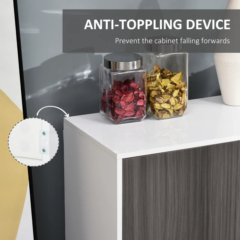 Kitchen Sideboard Storage Cabinet, Modern Coffee Bar with Push-Open Design and 2 Drawers for Living Room, Light Grey