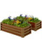 Galvanized Raised Garden Beds, Outdoor Planter Box, Set of 2, for Flowers, Herbs and Vegetables, Brown Wood Effect