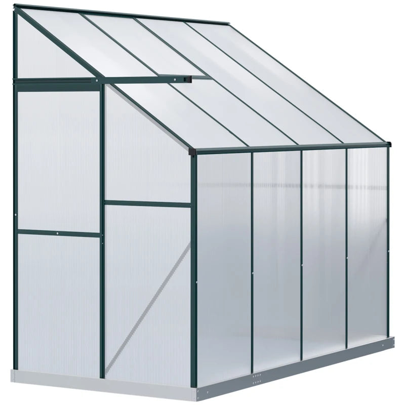 Walk-In Garden Greenhouse Aluminum Polycarbonate with Roof Vent for Plants Herbs Vegetables 8' x 4' x 7' Silver