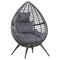 Outsunny Rattan Wicker Egg Chair Lounge Chair with Cushion Outdoor Indoor Adjustable Grey 352lbs Capacity