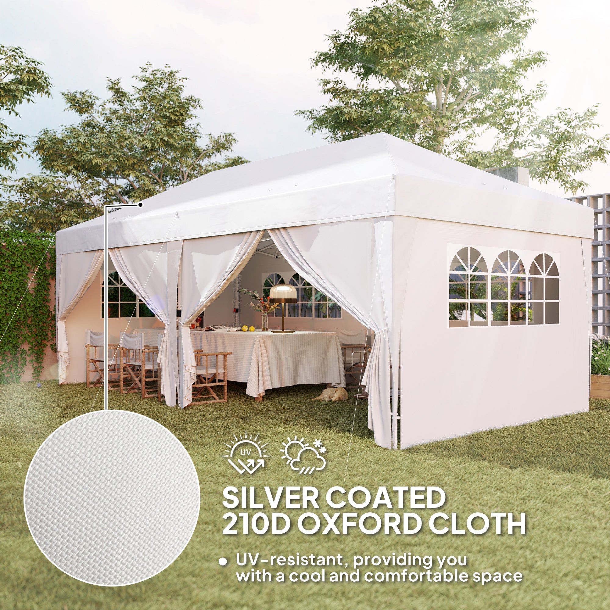 Outsunny 10' x 20' Pop Up Canopy Tent Outdoor Portable Easy Up Party Tent Garden Shade Shelter with Walls Carrying Bag, White 