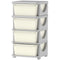 Qaba 4 Tier Kids Toy Organizer and Storage Bins with 4 Plastic Drawers, Cream White