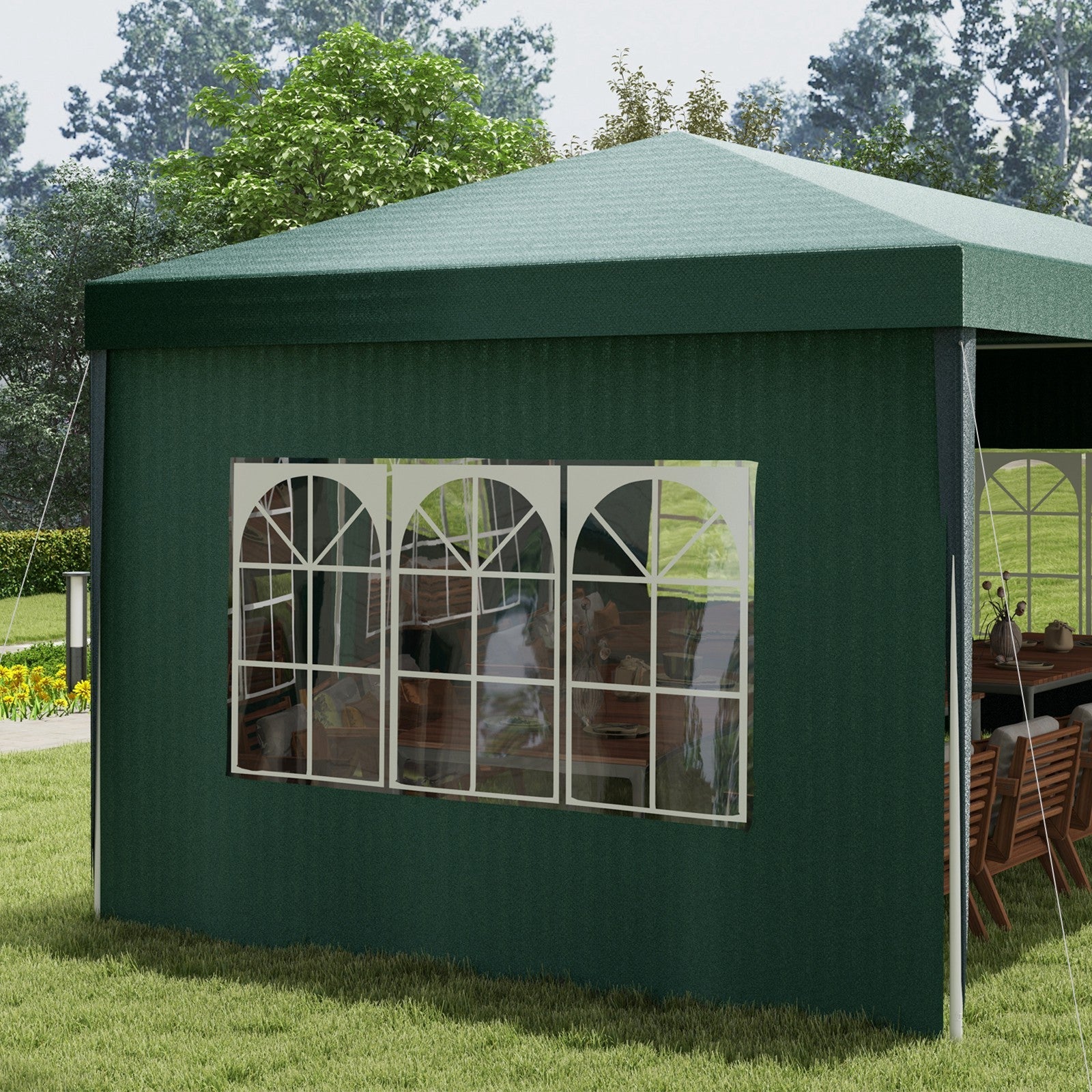Outsunny 19' x 9' Party Tent Gazebo Canopy with 4 Removable Window Side Walls for Outdoor Event with Wind Ropes and Ground Stakes 
