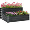 Outsunny 2 Tier Raised Garden Bed Galvanized Steel Planter Box Patio Backyard Veggies Flowers Herbs Growing Dark Grey 47