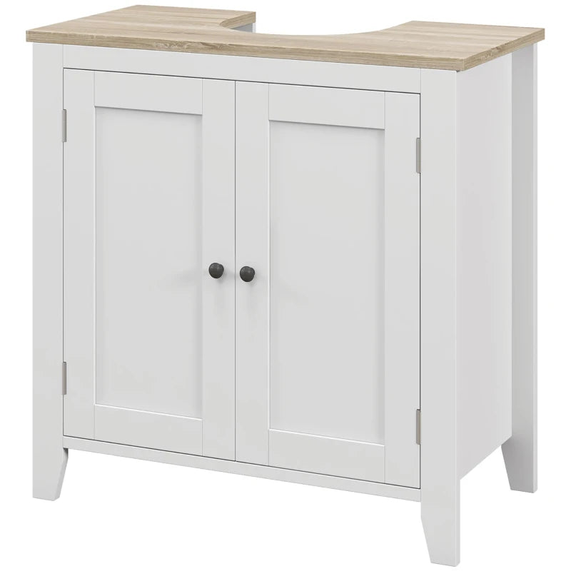 Bathroom Sink Vanity Unit, Under Sink Bathroom Cabinet with U-Shape Design and Adjustable Shelf, White