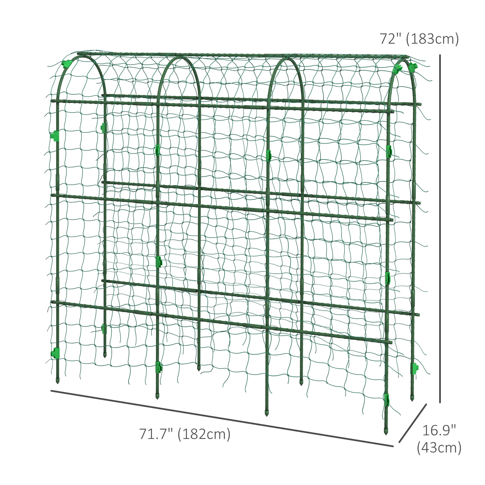 Outsunny Metal Garden Arch Trellis for Climbing Plants Outdoor A-Frame with Net 17"x72"x72" Climbing Support 