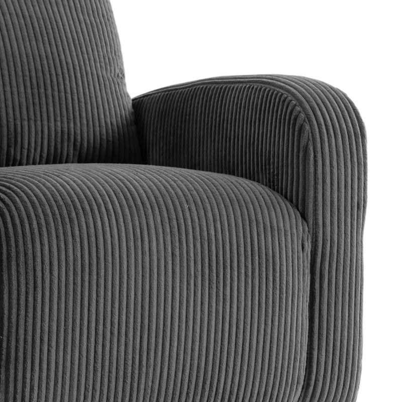 360° Swivel Accent Chair, Modern Armchair with Thick Cushion & Corduroy Upholstery – Dark Grey