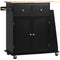 HOMCOM Kitchen Essentials: Rubber Wood Top Trolley Cart, 3-Tier Spice Rack, Towel Bar Storage, Black Finish