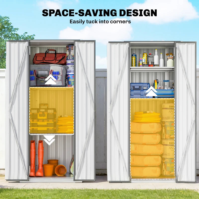 Outdoor Storage Shed with Adjustable Shelves Metal Garden Shed with Double Doors for Patio Balcony Garage