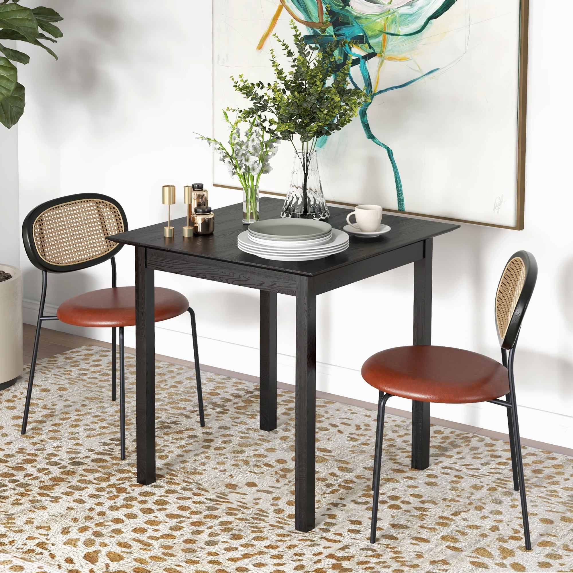 HOMCOM Classic 30" Square Dining Table - Farmhouse Style, Pine Wood Frame, Space-Efficient Small Kitchen Table, Black 