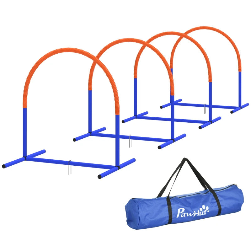 Dog Agility Training Equipment, 4 PCS Obstacle Course with Carrying Bag for Old Dogs, for Backyard, Outdoor, Blue