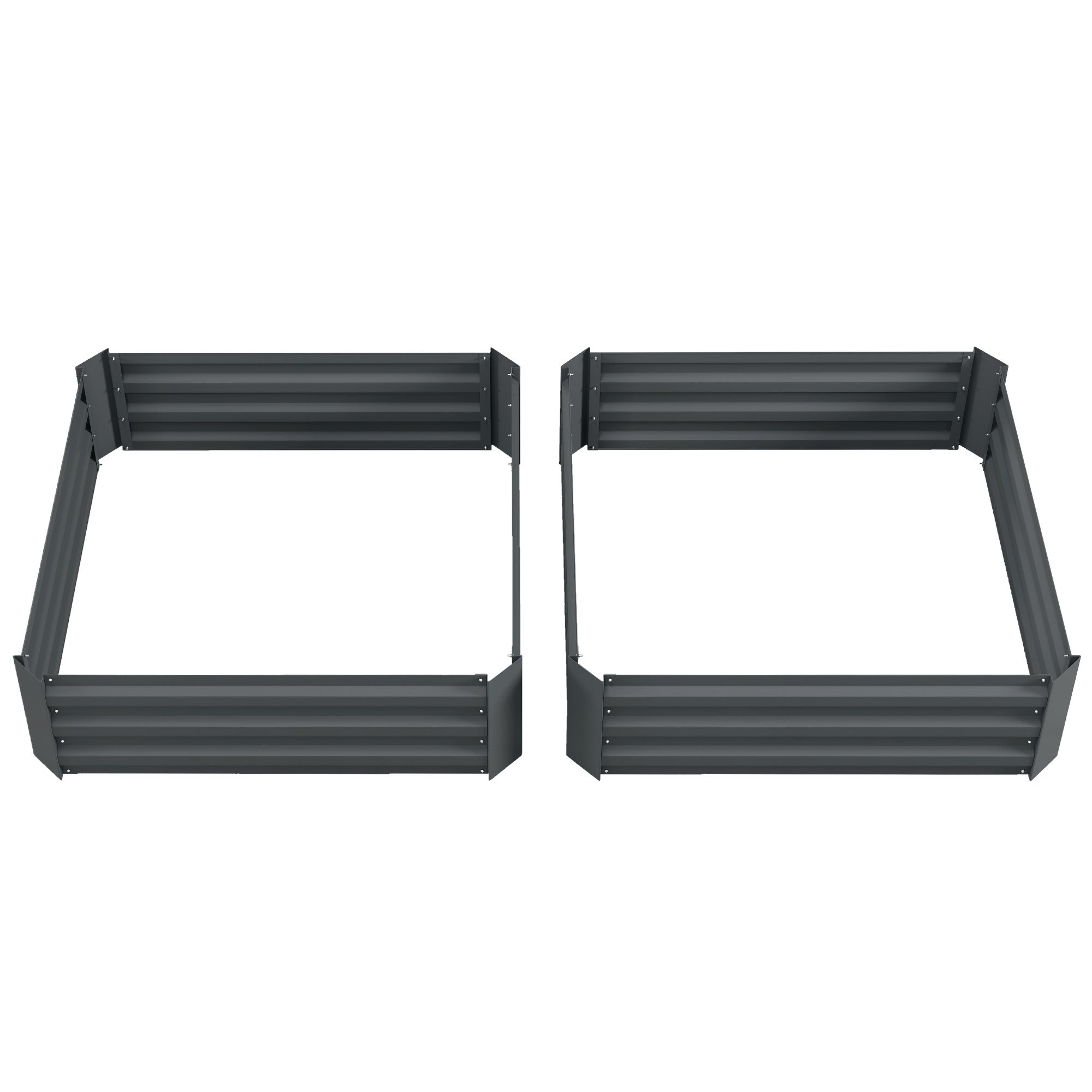 Outsunny 2-Piece Raised Garden Bed Set Steel, Elevated Planter Box for Flowers, Herbs, 39"x39"x12", in Dark Grey 