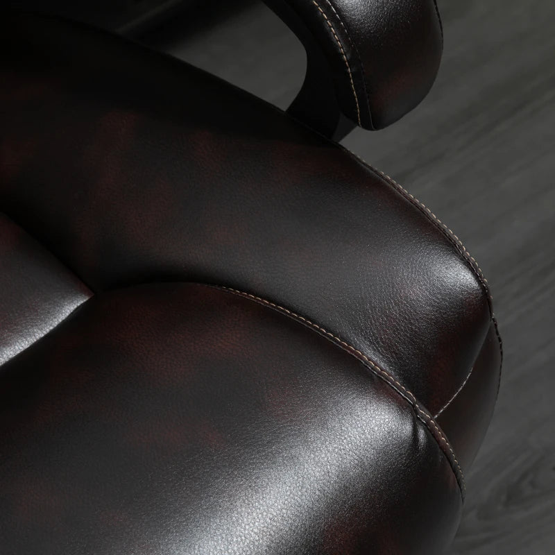 PU Leather Executive Office Chair with High Back, Adjustable Height and Swivel Wheels, 400LBS Capacity, Brown