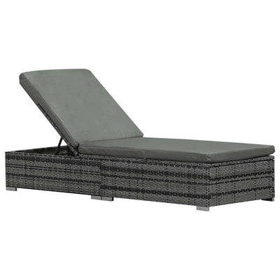 Outsunny Wicker Outdoor Lounge Chair, Patio Lounge Chair with 5-Level Adjustable Backrest & Cushion for Poolside, Mixed Grey 