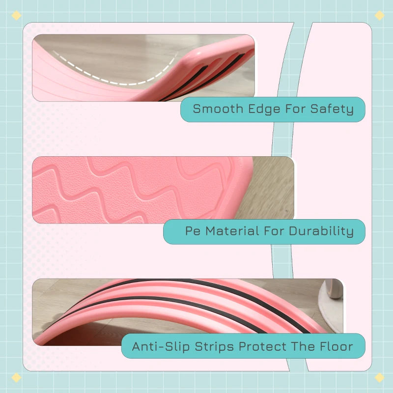 Qaba 32.3" Balance Board, Wobble Board Kids Curvy Rocker Board, Ended Preschool Learning Montessori Waldorf Toy, Pink