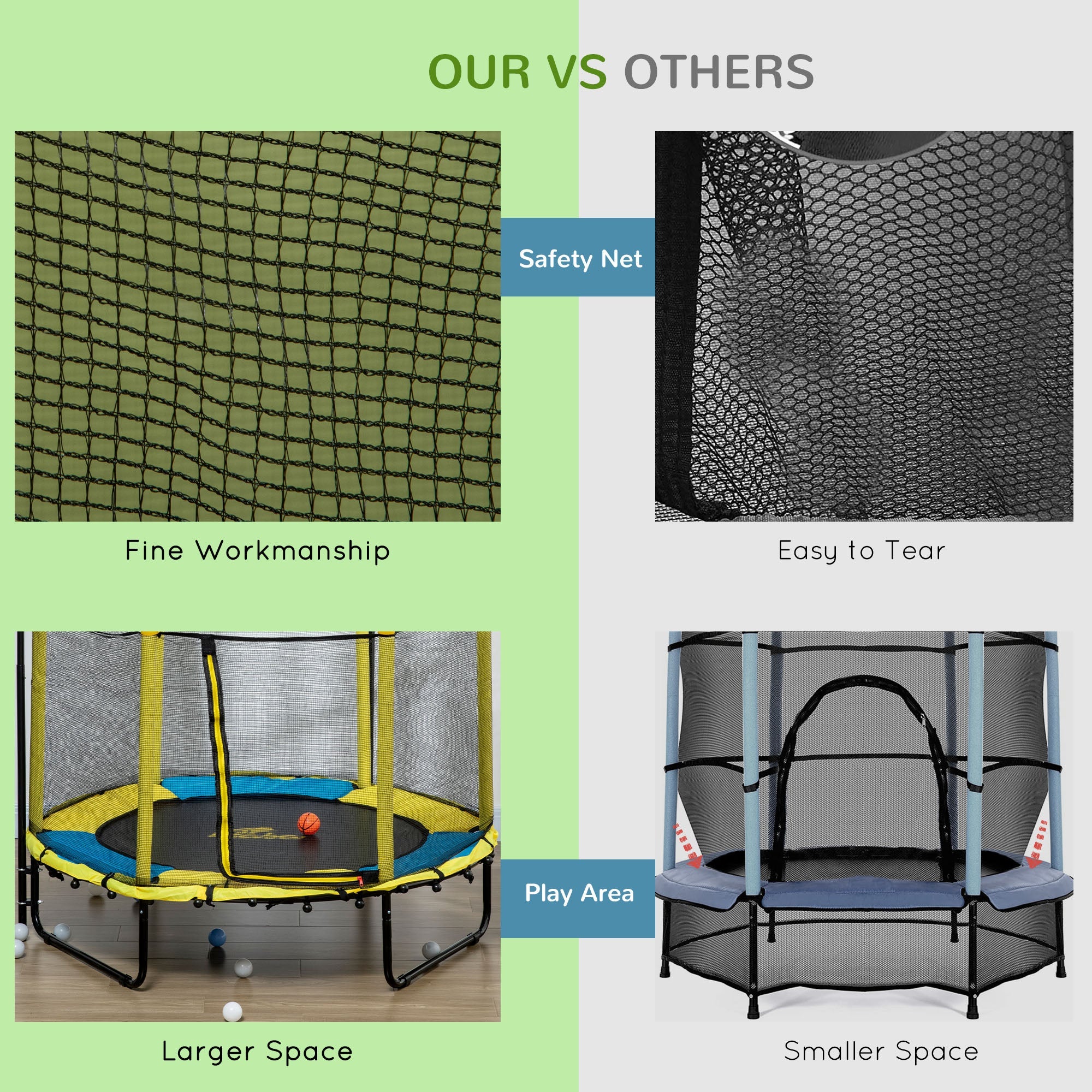 Qaba 4.6ft Kids Trampoline with Basketball Hoop, Horizontal Bar with Net for Children Ages 3-10, Yellow 