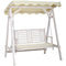 Outsunny Porch Perfection: 2-Seater Swing with Stand, Canopy, Cushion, Outdoor Wooden Swing Chair Bench