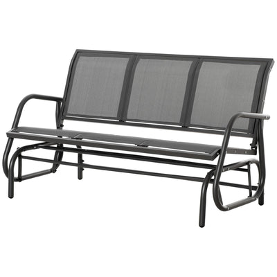 Outsunny 3-Seat Outdoor Glider Chair, Patio Rocking Chair, Steel Frame, Sling Fabric Seat for Garden, Backyard, Lawn, Grey 