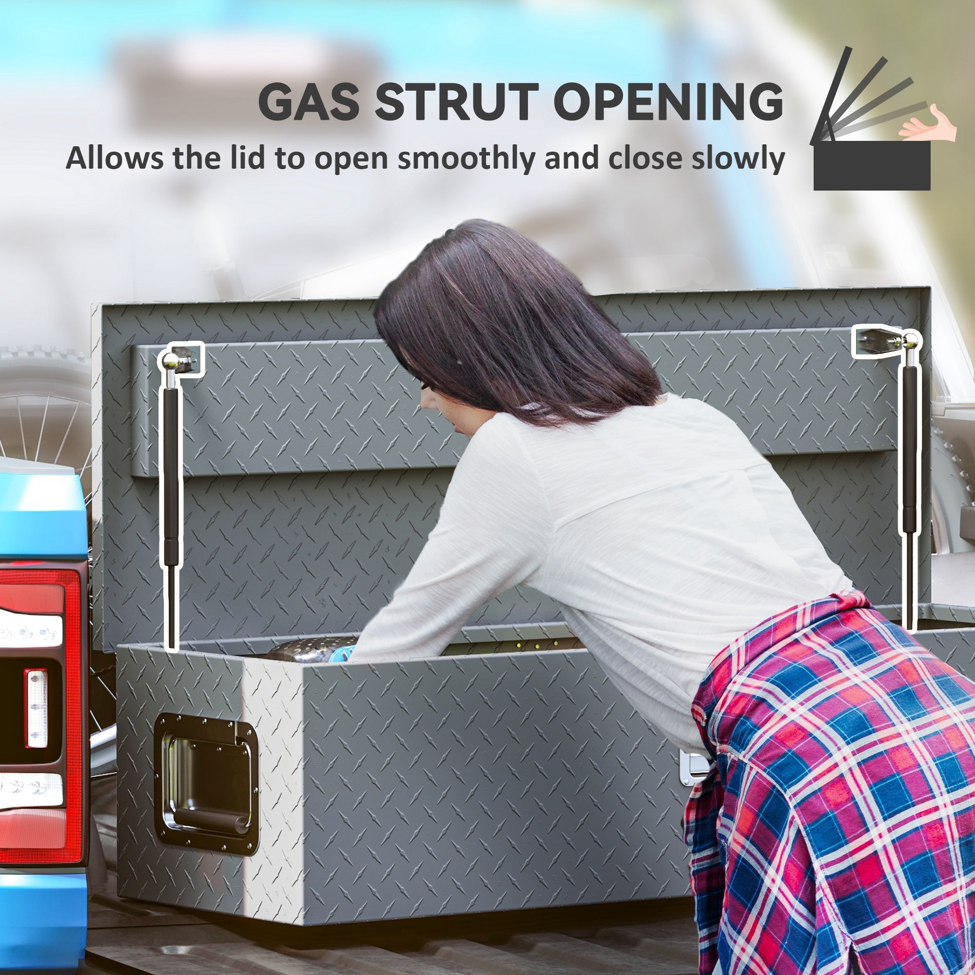HOMCOM 39" x 13" x 10" Truck Tool Box Heavy Duty Aluminum Trailer Tongue Box with Lock and Keys for Pick Up Truck RV Trailer 