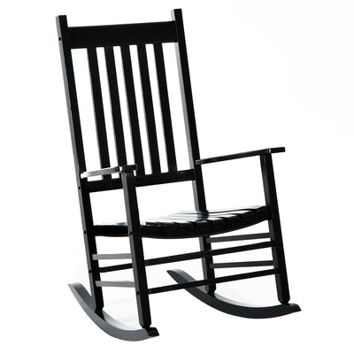 Outsunny Porch Rocking Chair High Back Wooden Outdoor Patio Rocker Black Comfort 