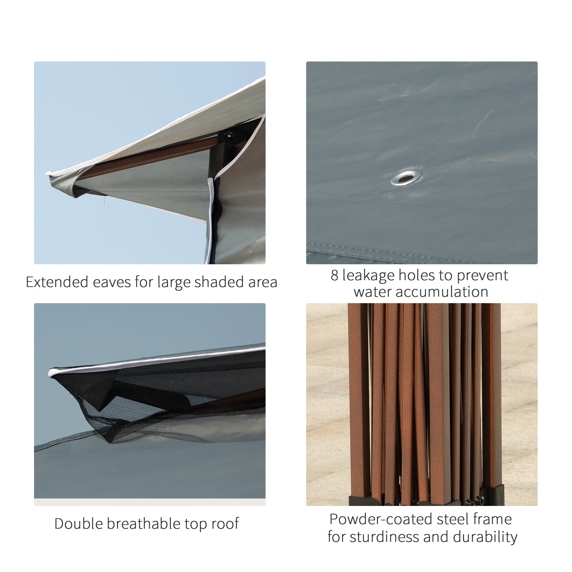 Outsunny Pop Up Canopy 11'x11', 2-Tier Soft Top, Event Tent with Netting, Dark Grey for Patio Garden 