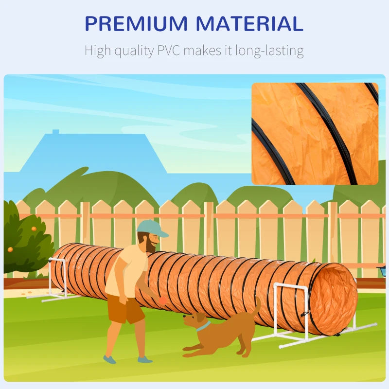 Dog Tunnel, 13 Foot Long, 24" Open Pet Agility Equipment with 2 Support Brackets, Carrying Bag, Orange