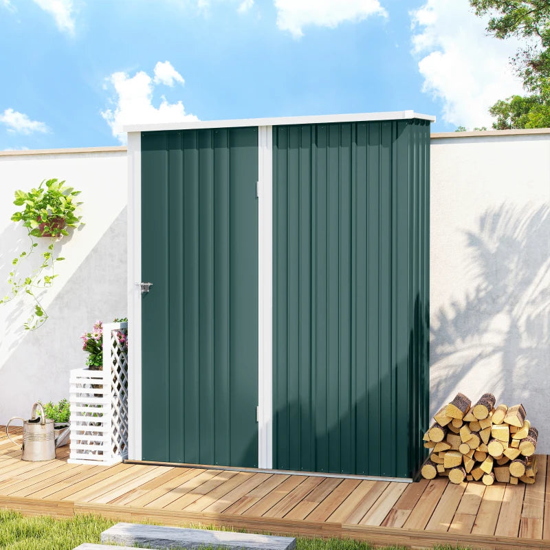 5' x 3' Outdoor Storage Shed, Steel Garden Shed with Single Lockable Door, Tool Storage Shed for Backyard, Green