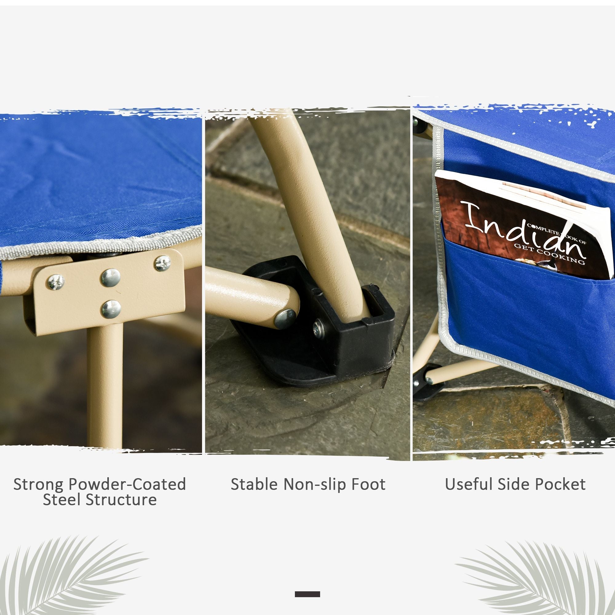 Outsunny Folding Camping Cot for Adults Portable Outdoor Sleeping Bed with Carry Bag Navy Blue 