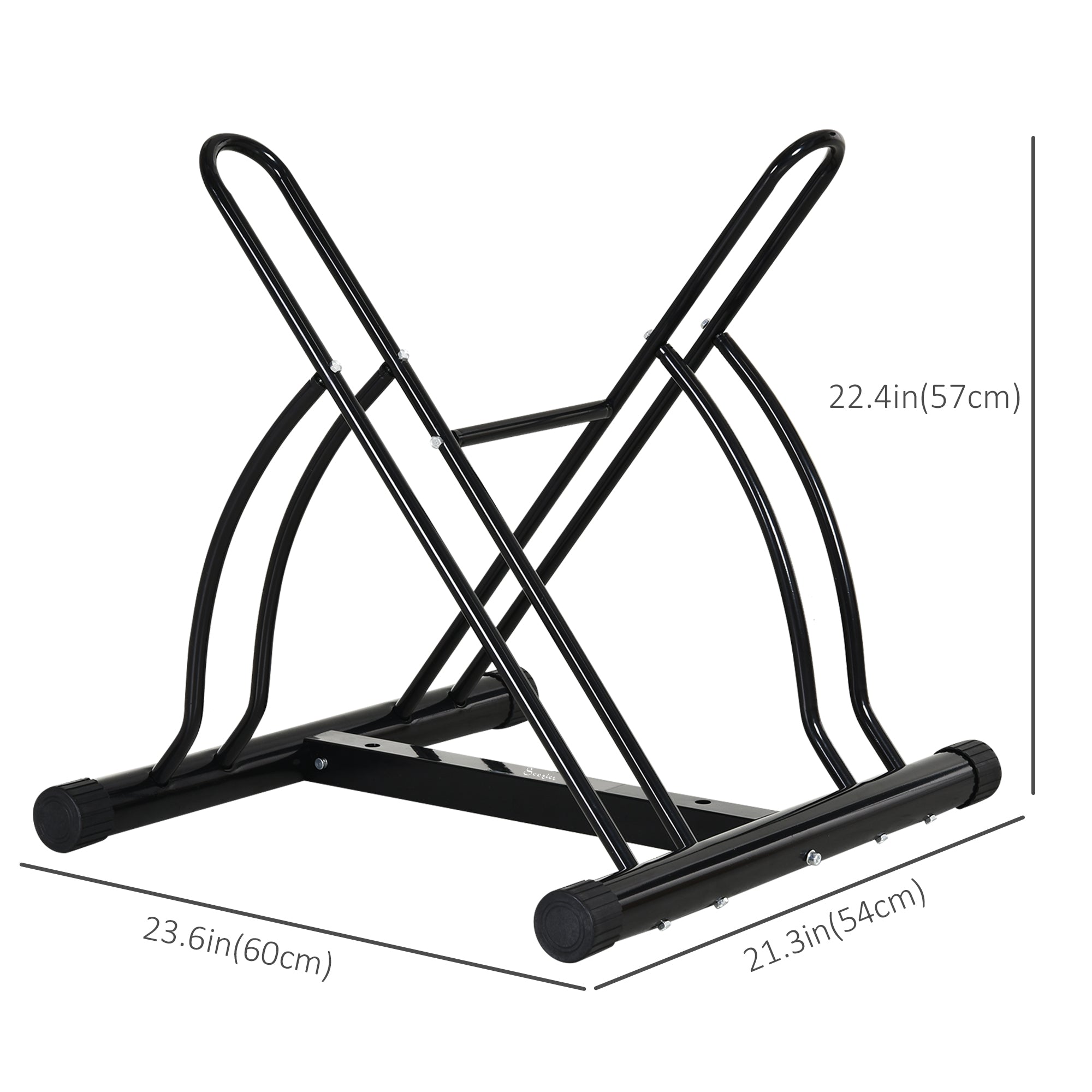 Soozier Cycle Parking Stand: 2-Slot Floor Parking Bicycle Rack, Garage Storage Indoor Outdoor 