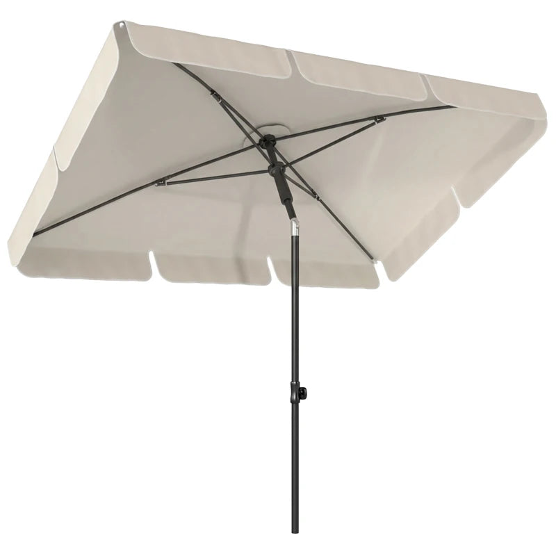 6' x 4' Patio Umbrella with Tilt, Rectangular Outdoor Umbrella for Garden, Beige