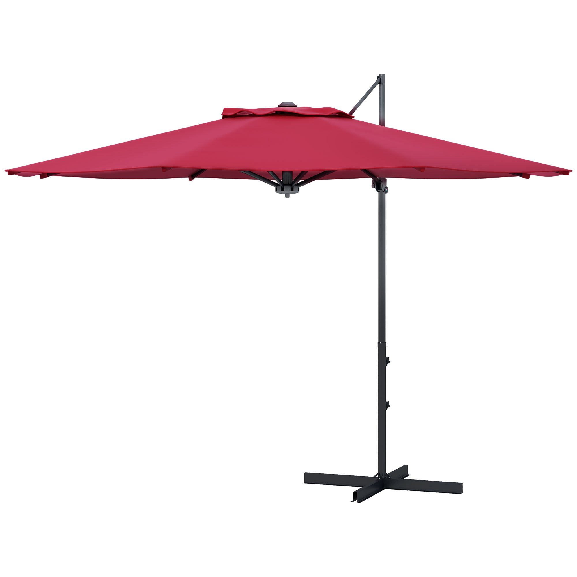 Outsunny Radiant Pavilion: 10FT Aluminum Offset Patio Canopy with 360° Rotation, Crank Tilt Mechanism Outdoor Red 