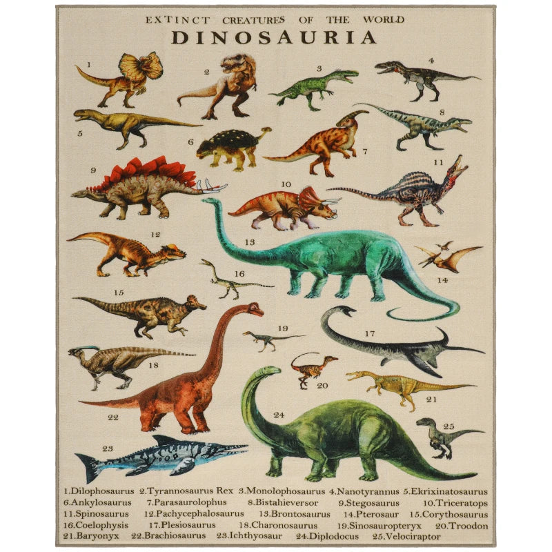 Qaba Large Play Mat 79" x 59", Crawling Mat for Toddlers, Living Room and Bedroom with Dinosaur Pattern