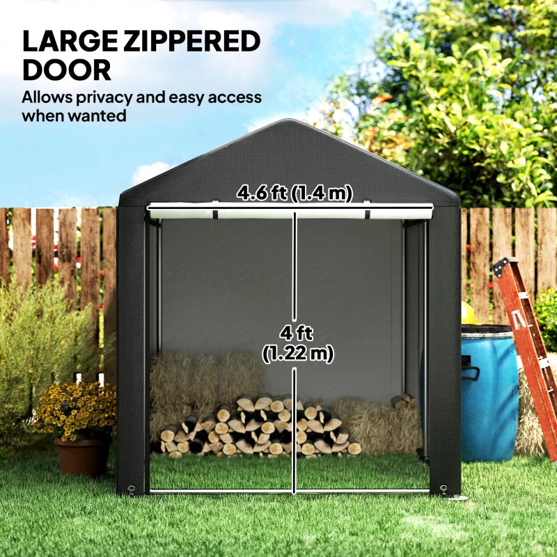Portable Bicycle Shed with Galvanised Steel Frame and Large Door, Waterproof Outdoor Shed for Garden Tools, Black